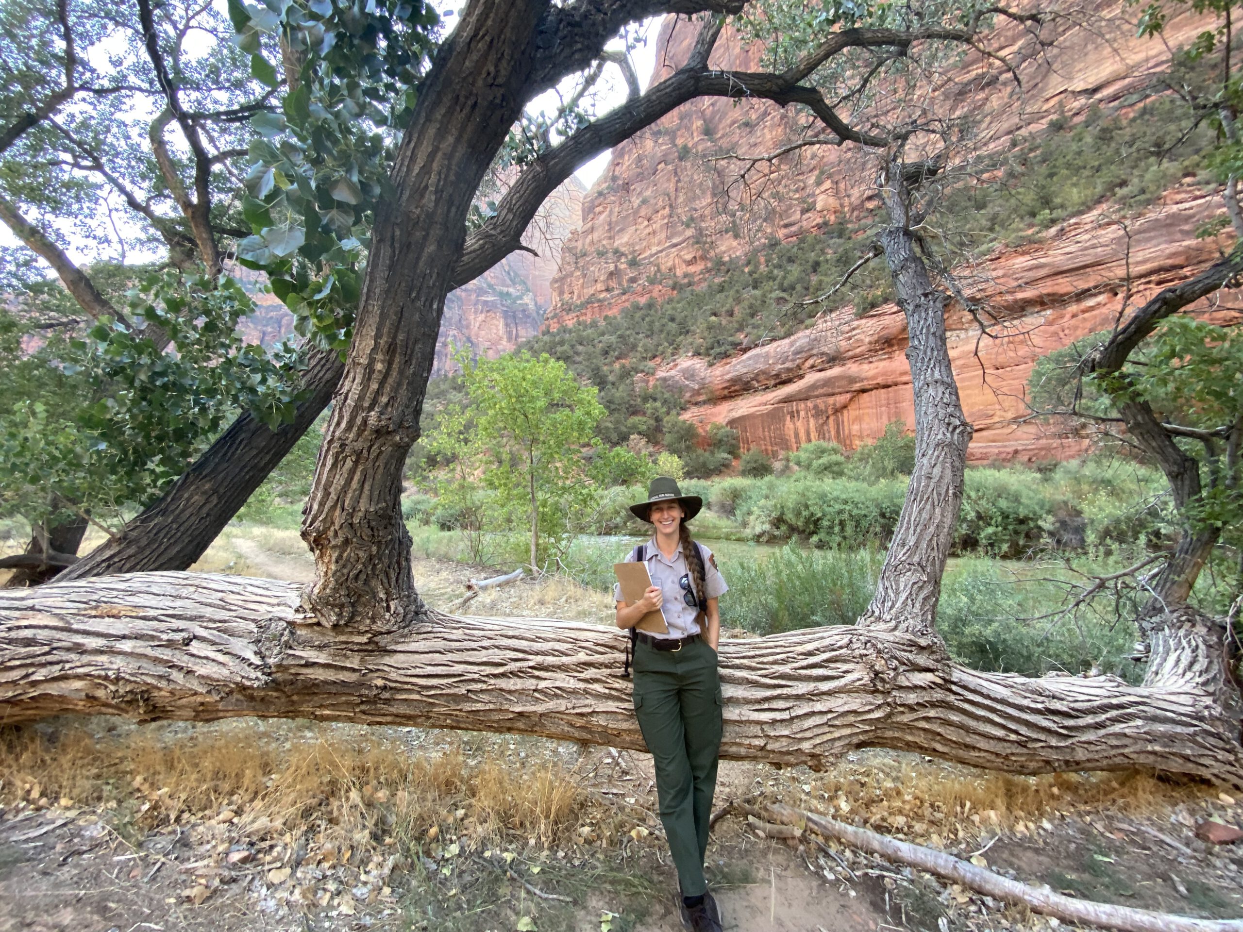 Park ranger giving a history walk in Zion National Park
