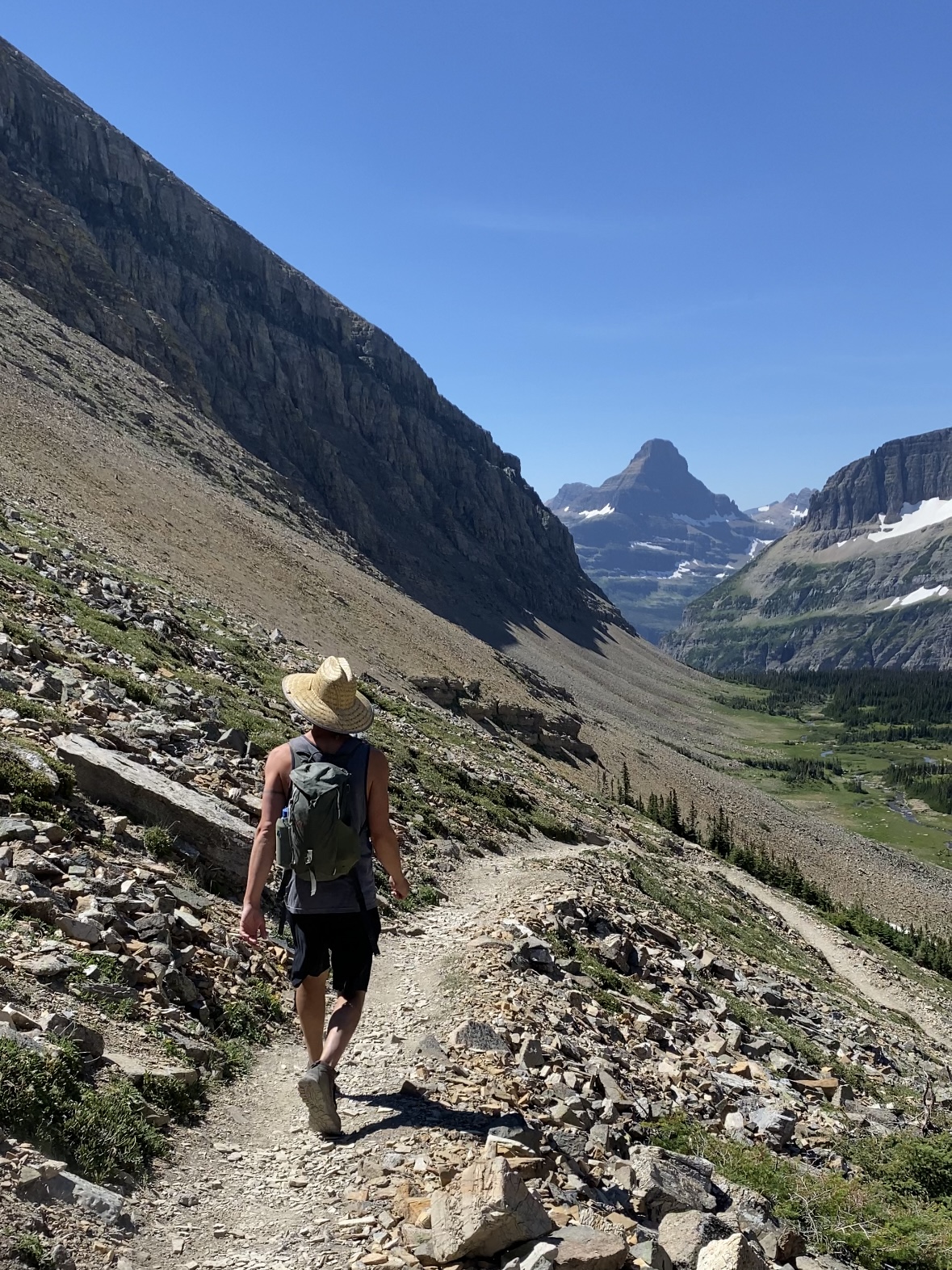 Hiking down from Siyeh pass in Glacier National Park