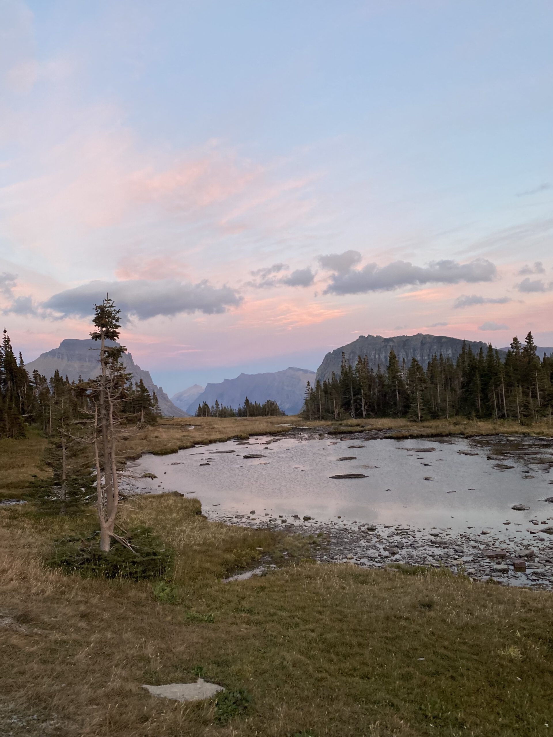 Sunset on the Hidden Lake Overlook trail in Glacier National Park