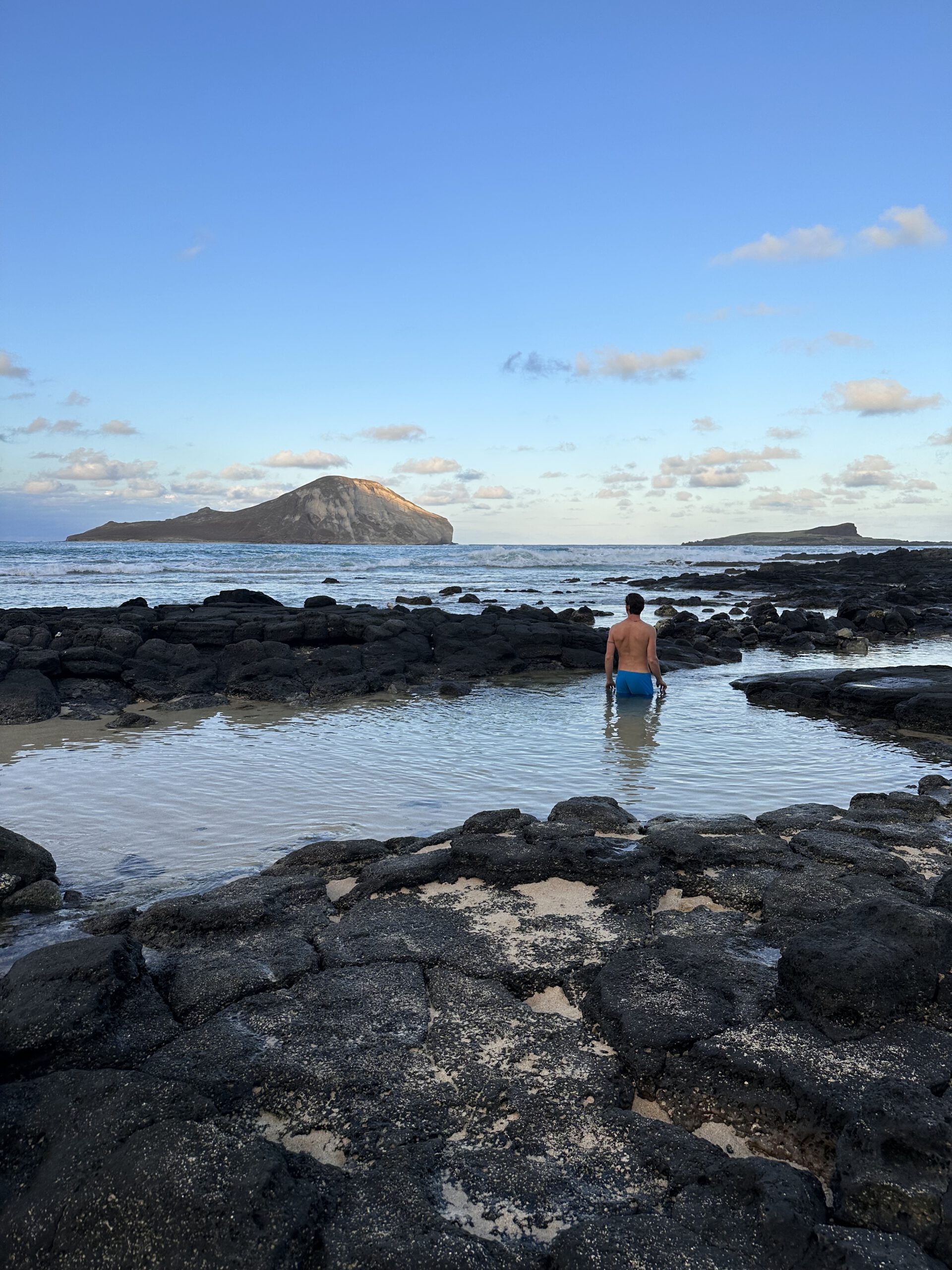 Swimming in tidal pools in Waimanalo on the island of Oahu